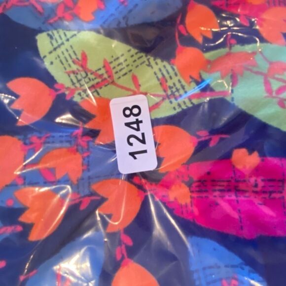 1248 LuLaRoe Leggings Size OS Purple Pink Leaf Print New - Picture 4 of 4